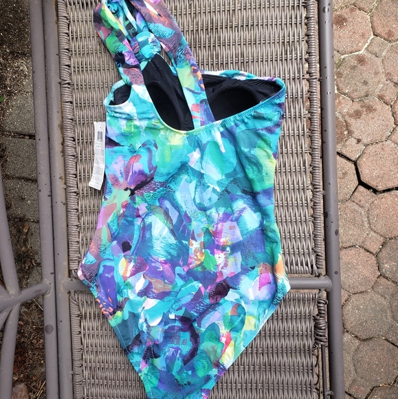 Gottex NWT One Shoulder Watercolour Print Swimsuit - Picture 2 of 5